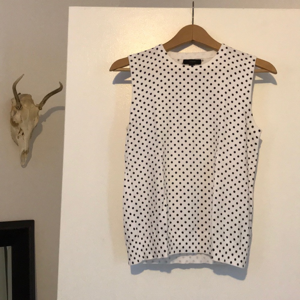 Women’s j crew polka dot vest white medium preppy